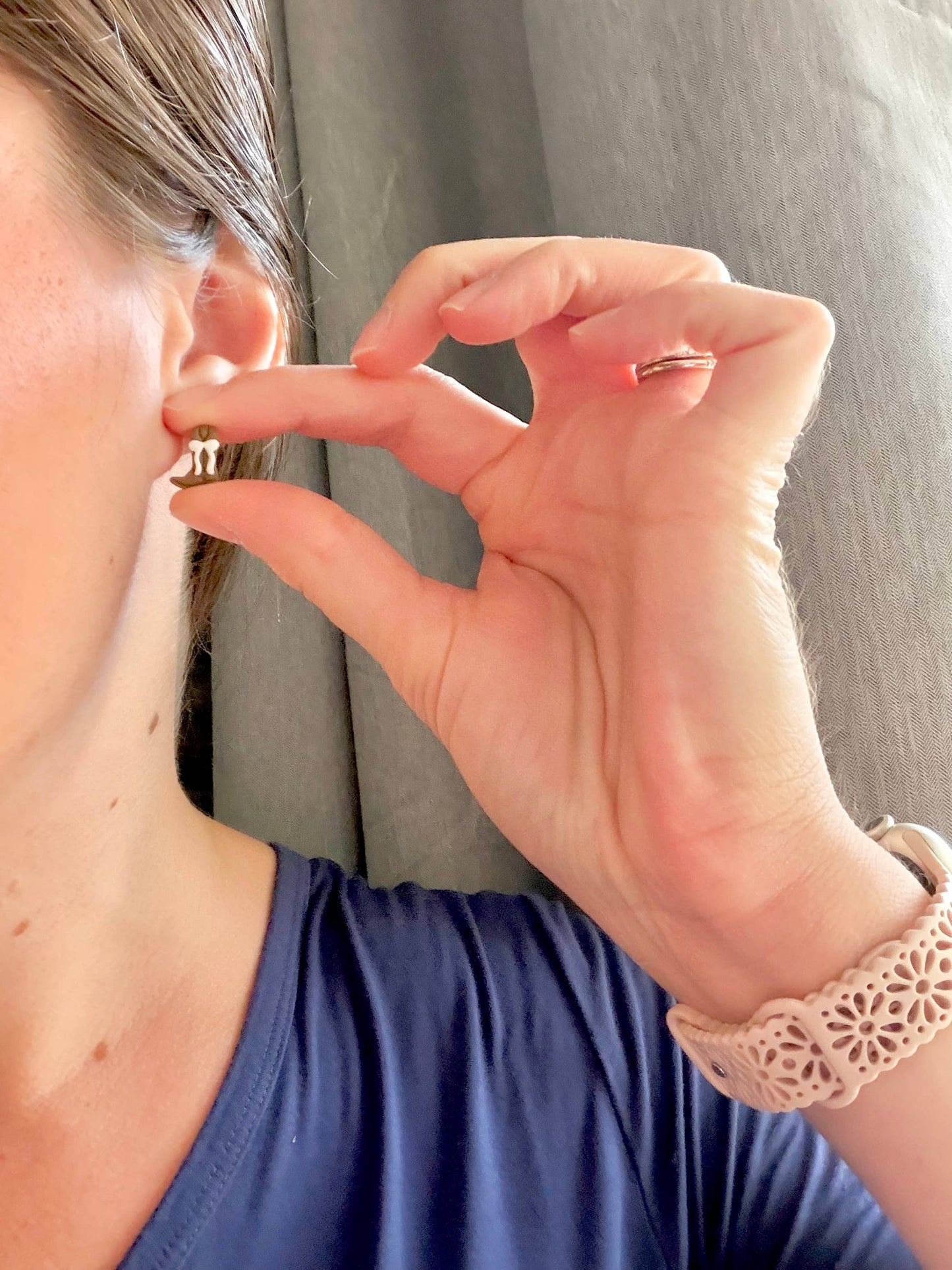 Mommy and Me Cowboy Boot Earrings, Boot Bow Clay Earrings