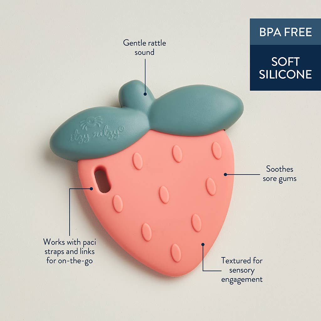 Silicone Rattle Teether – Strawberry