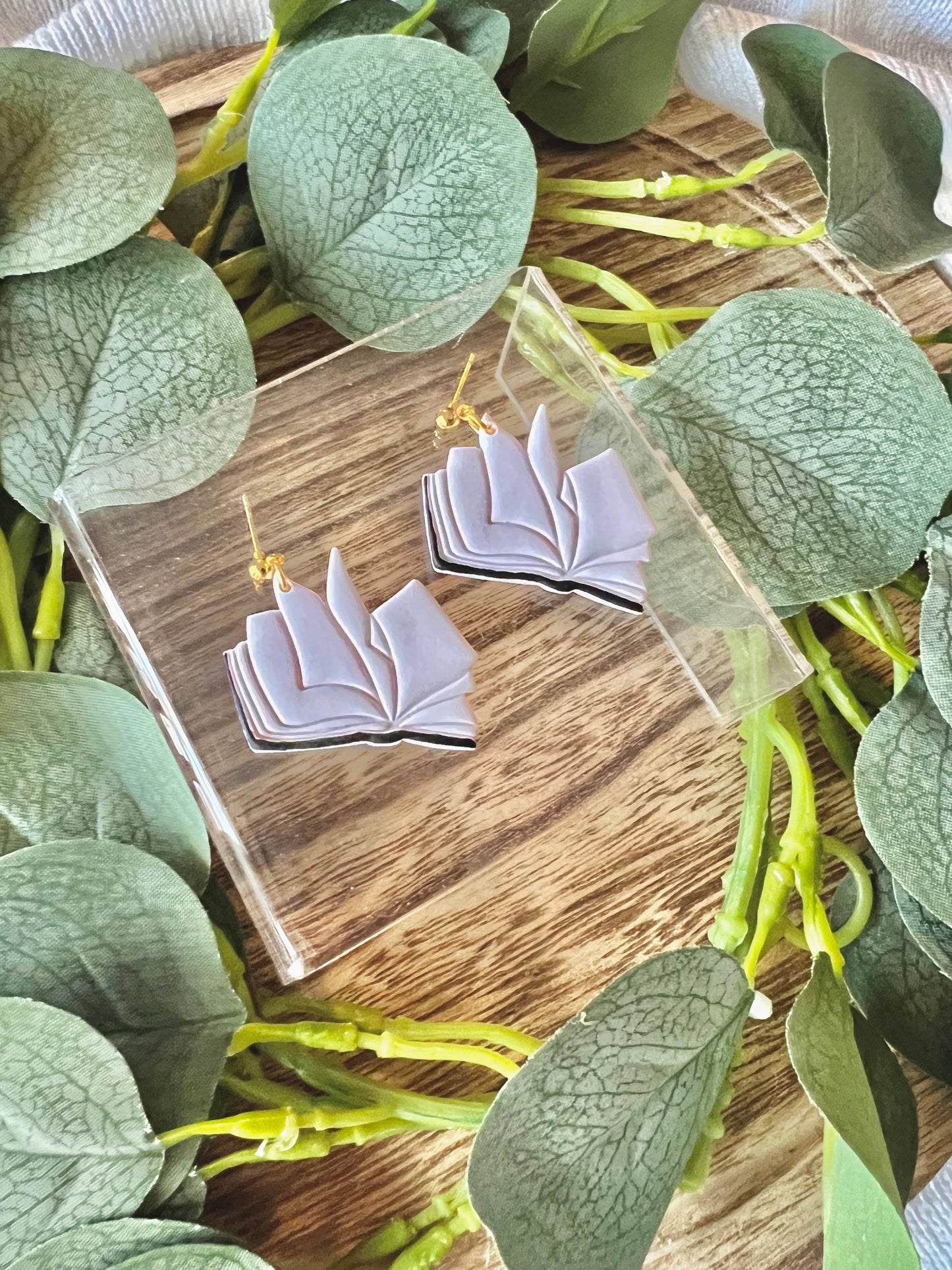 Open Book Earrings, Book Clay Earrings, Book Earrings