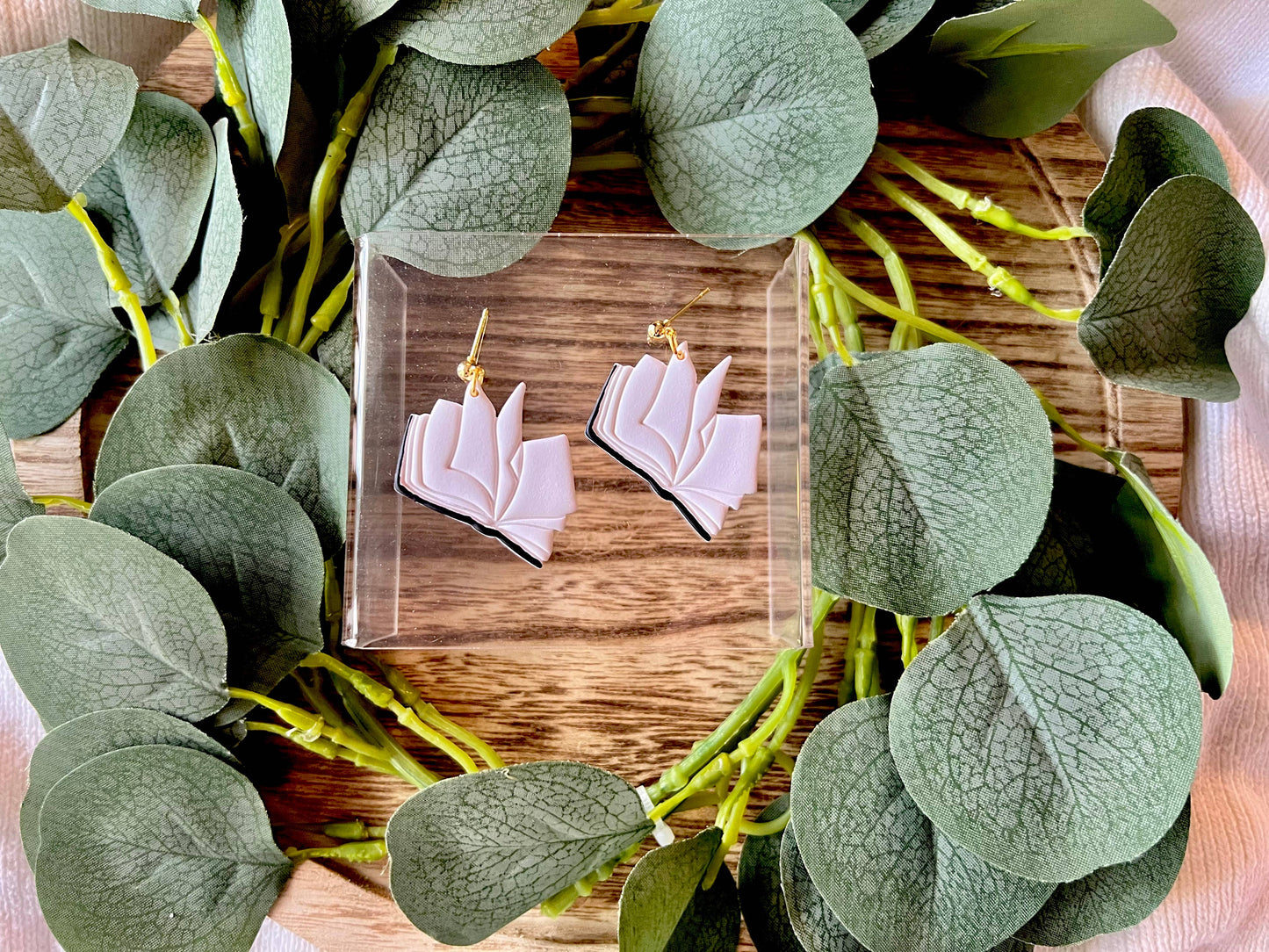 Open Book Earrings, Book Clay Earrings, Book Earrings