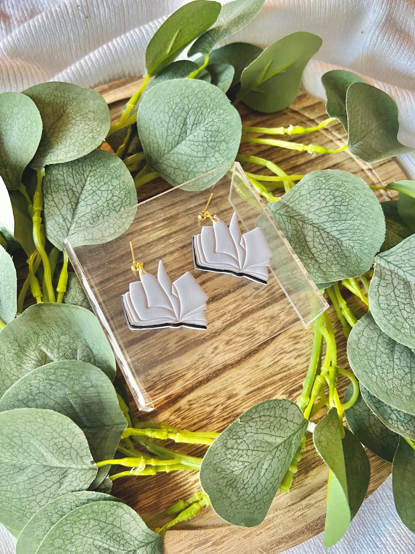 Open Book Earrings, Book Clay Earrings, Book Earrings