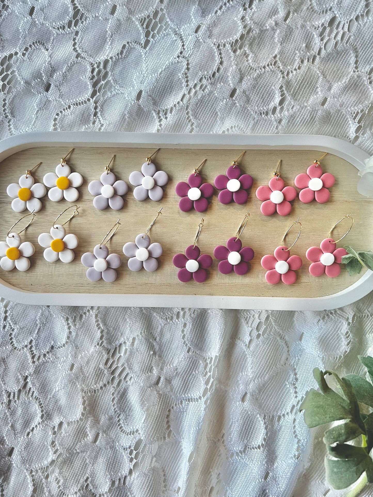 Daisy Clay Earrings, Flower Clay Earrings