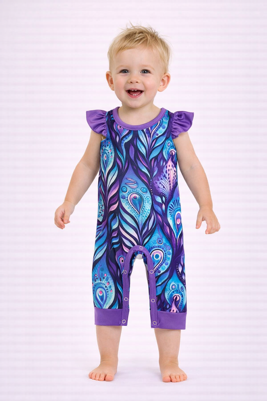 Majestic Plumes Ruffle Romper