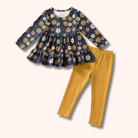 Girls Golden Bouquet Set – Fall Floral Outfit