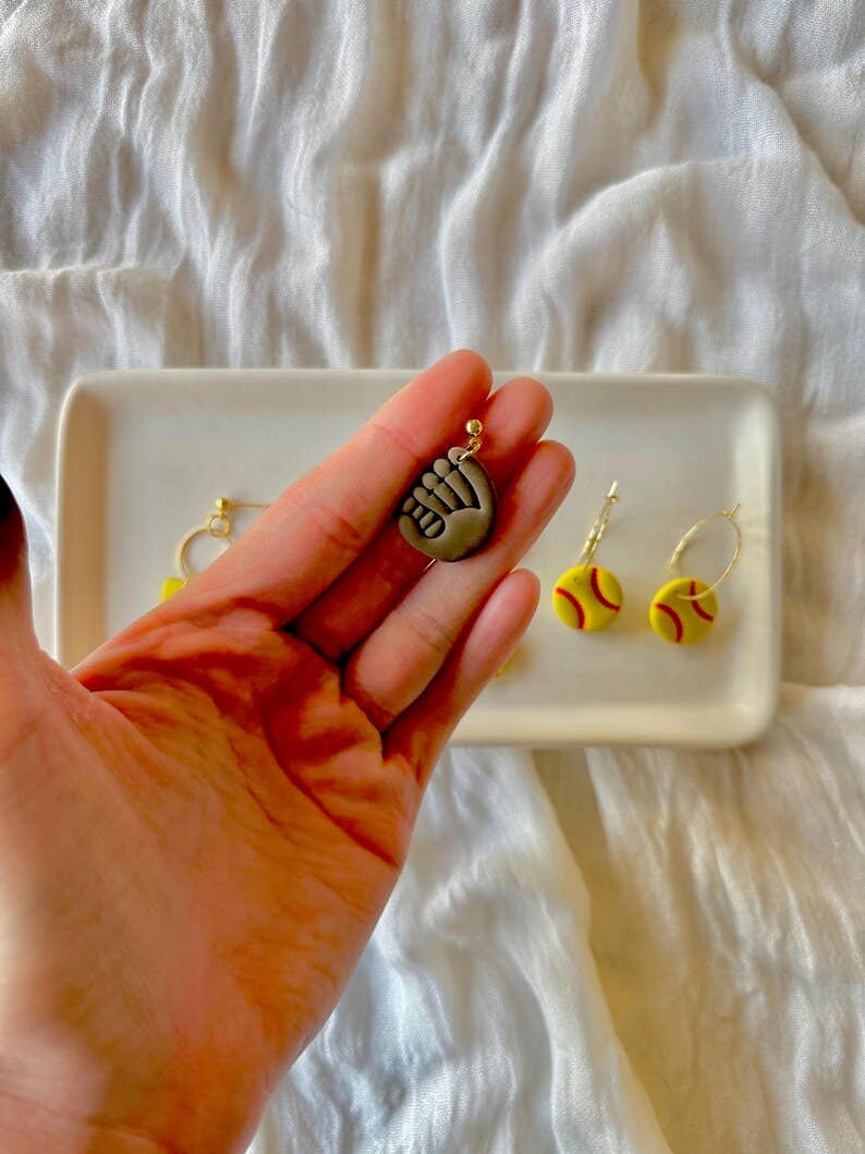 Softball Earrings, Softball Clay Earring, Softball Mom Studs