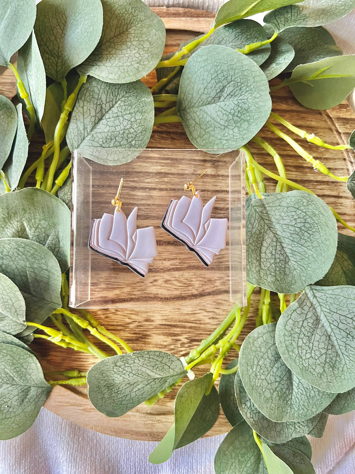 Open Book Earrings, Book Clay Earrings, Book Earrings