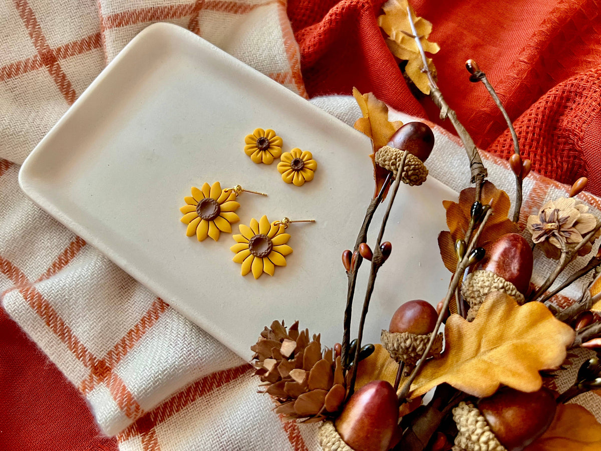 Sunflower Earrings, Sunflower Clay Studs, Sunflower Studs (Copy)